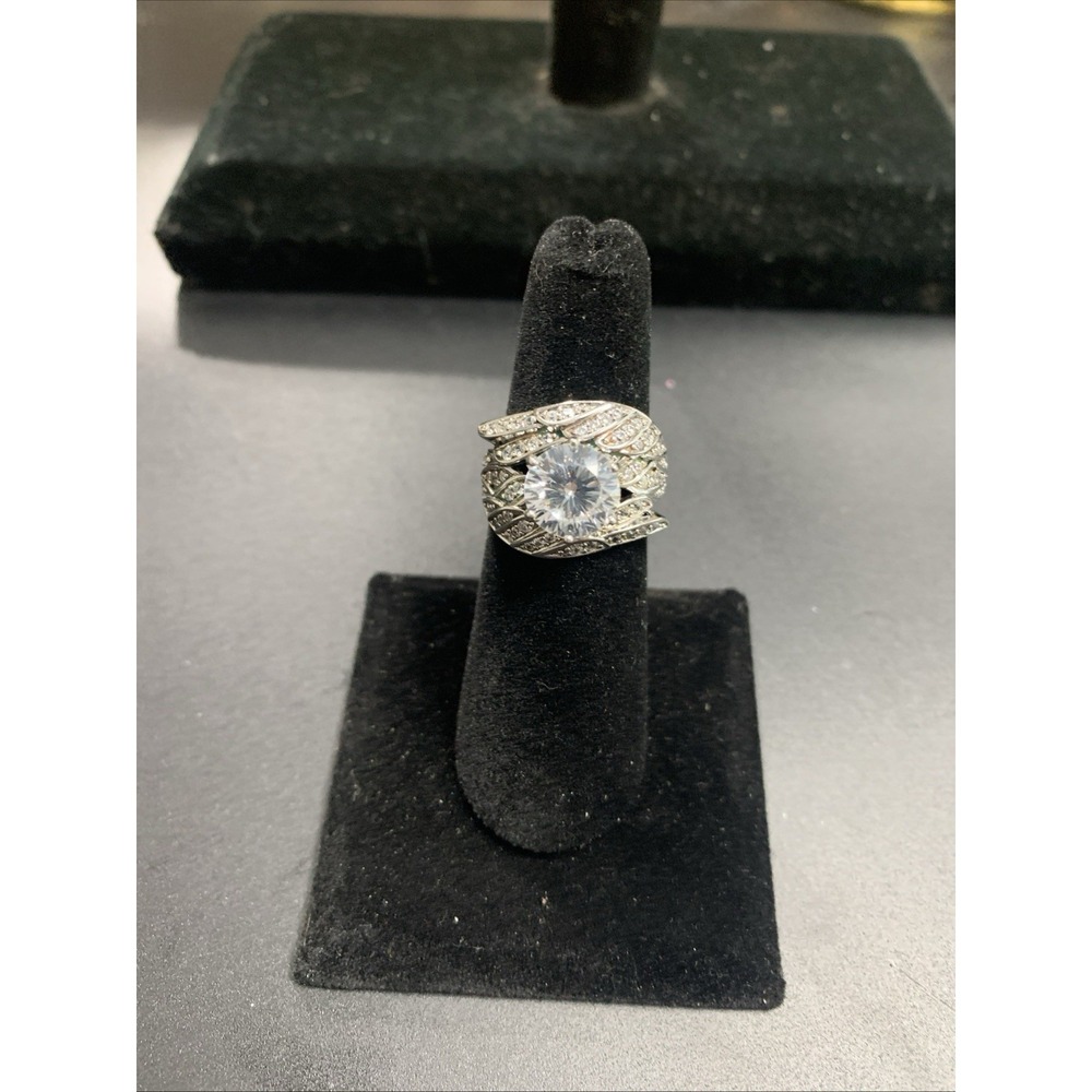 PAJ‎ Prime Art Sterling Silver & CZ Angel Wings -Statement Ring- Approx. 4 cwt.